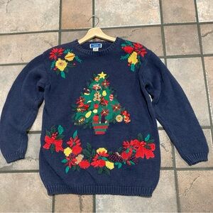 Festive Navy Blue Christmas Sweater